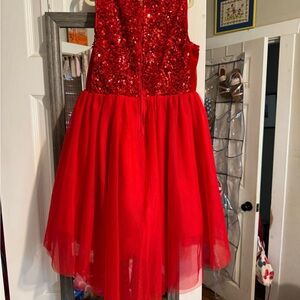 Cat and Jack Girls 7/8 Red Dress Sequin and Tulle